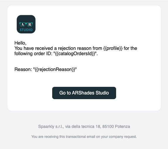 Order Rejection Notification Template