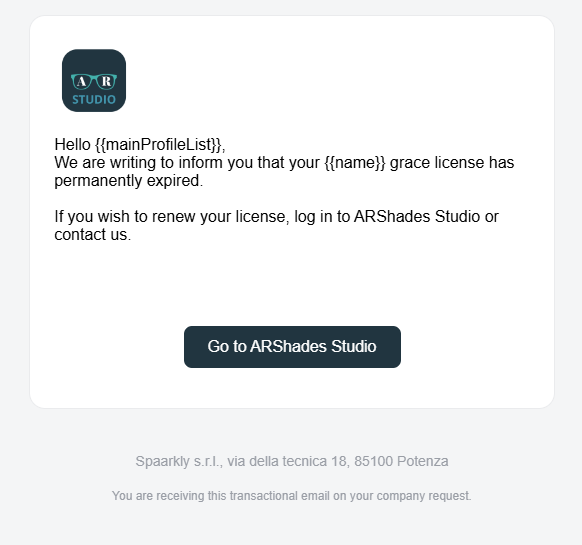 Grace License Expired Template