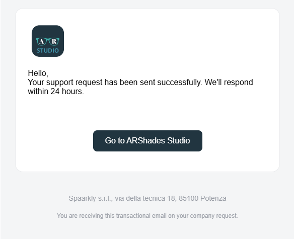 User Support Request Confirmation Template