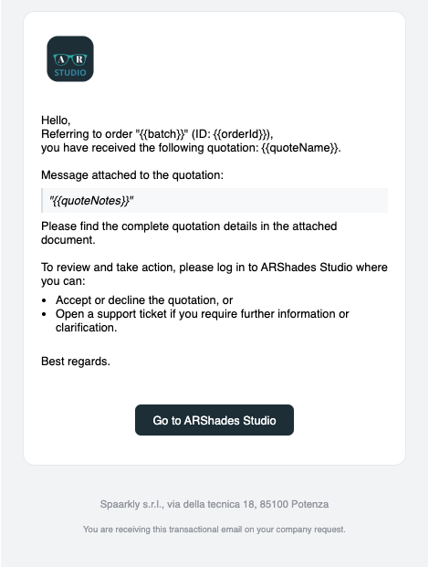 Quotation Email Template