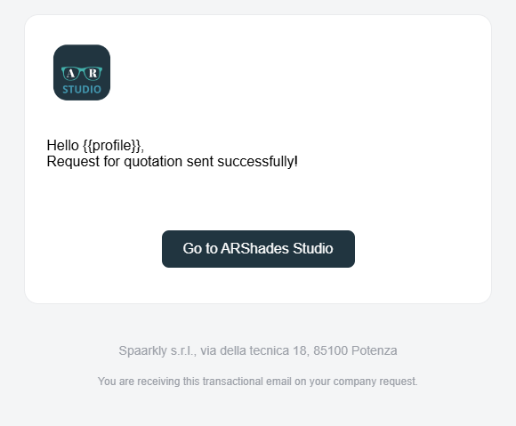 User Quotation Request Confirmation Template