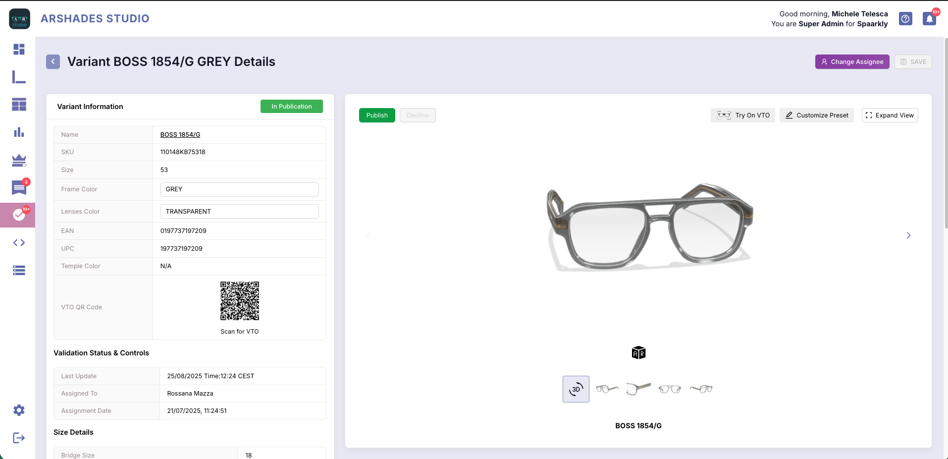 ARShades Studio Variant Details