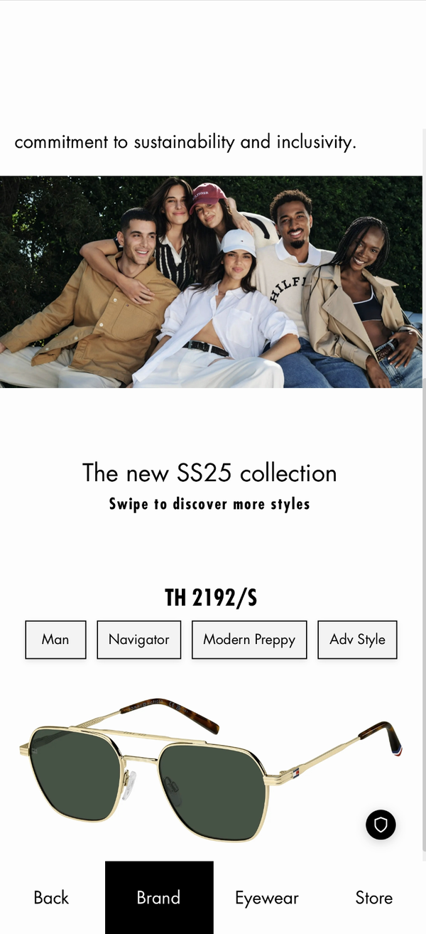 Brand page with campaign image and product carousel