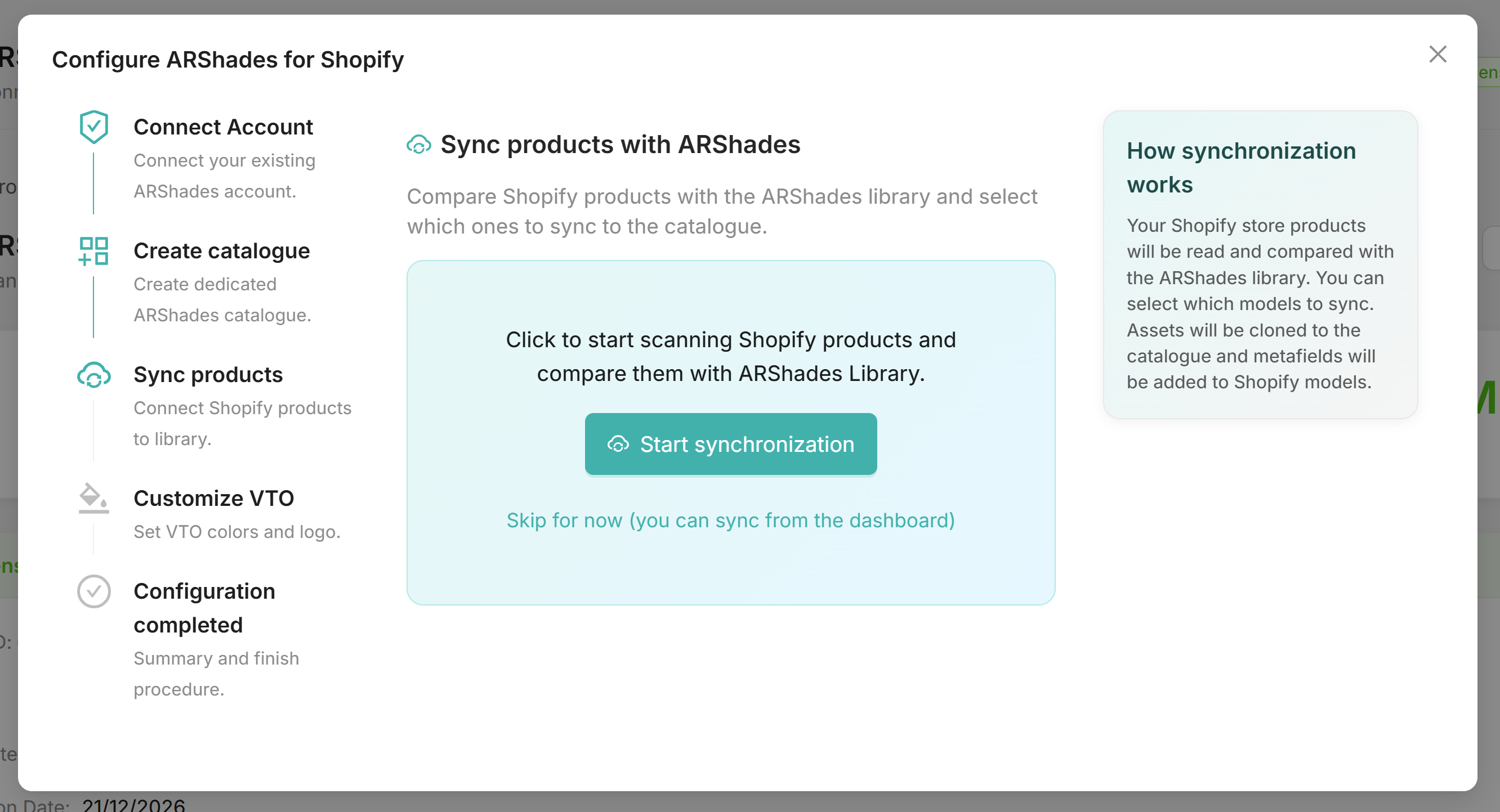 Selezione e sincronizzazione dei prodotti